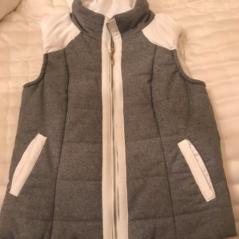 Gray and White Vest
